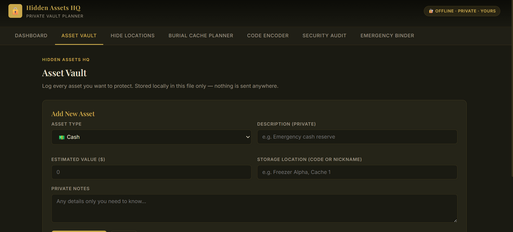 HIDDEN ASSETS VAULT PLANNER