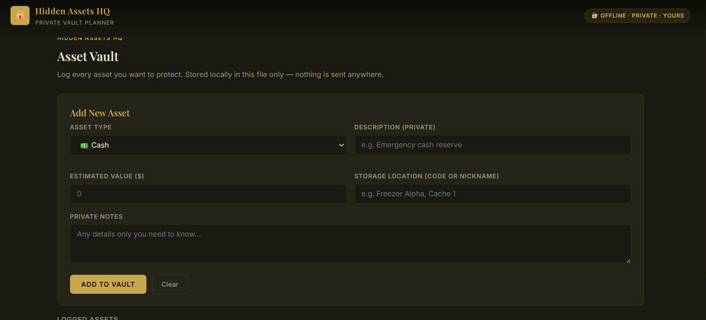 HIDDEN ASSETS VAULT PLANNER