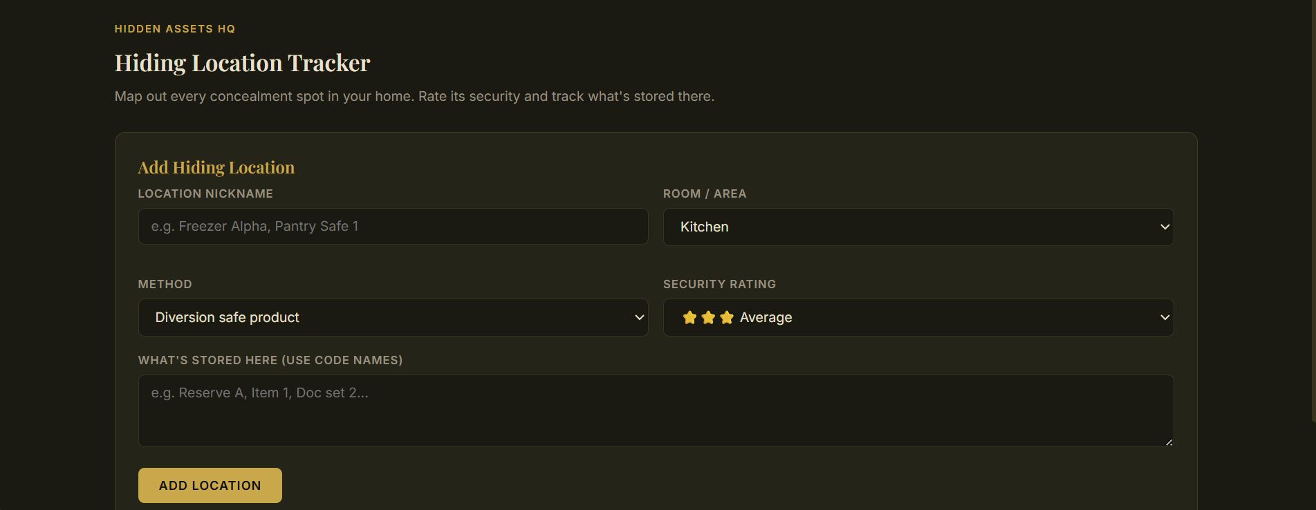 HIDDEN ASSETS VAULT PLANNER