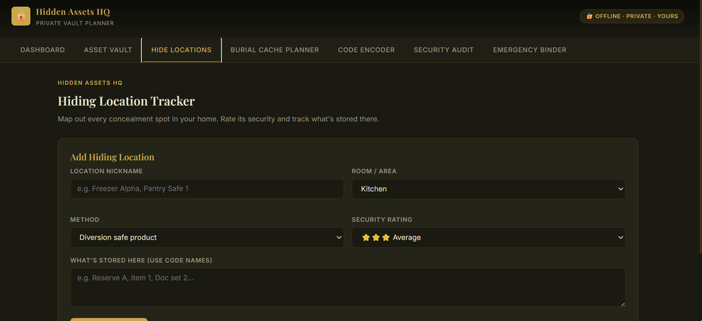 HIDDEN ASSETS VAULT PLANNER