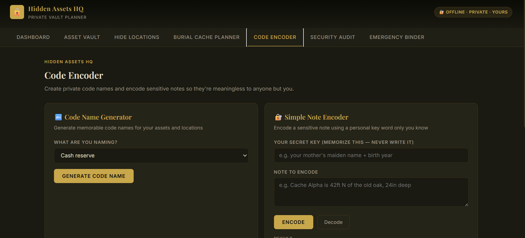 HIDDEN ASSETS VAULT PLANNER