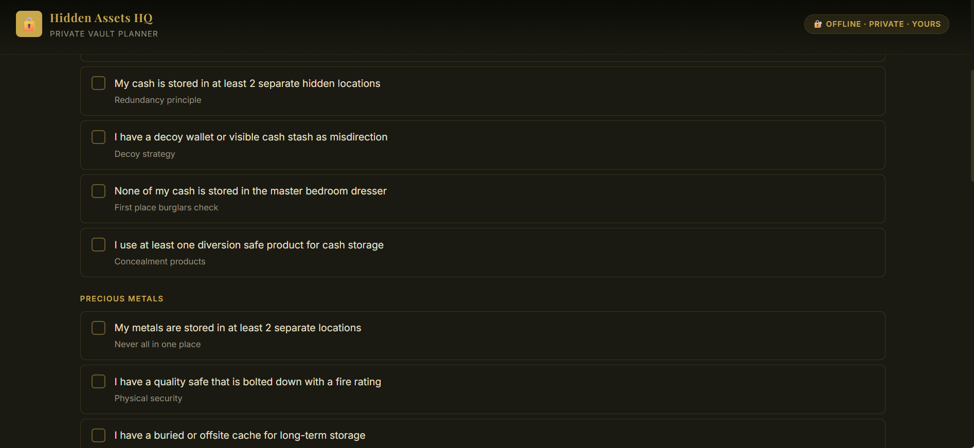 HIDDEN ASSETS VAULT PLANNER