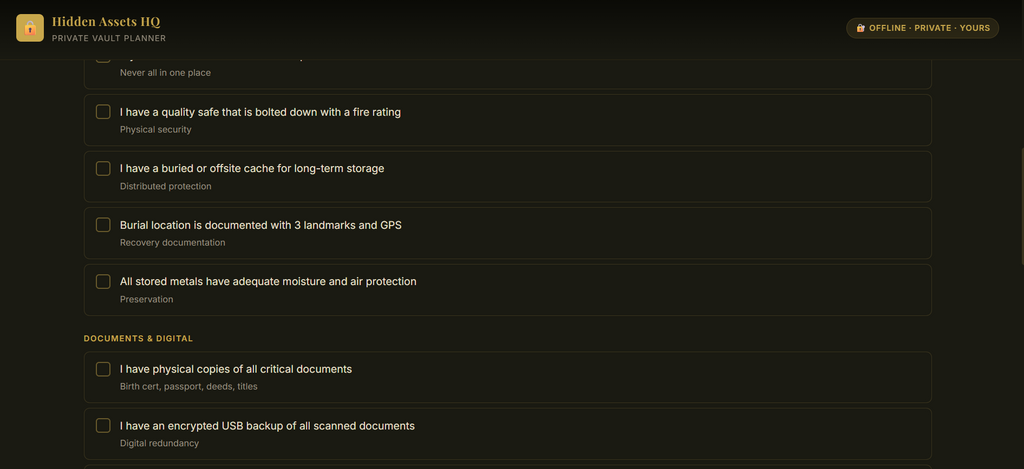 HIDDEN ASSETS VAULT PLANNER