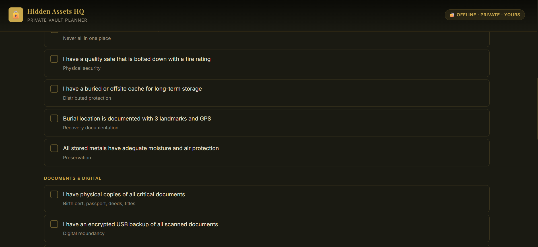 HIDDEN ASSETS VAULT PLANNER