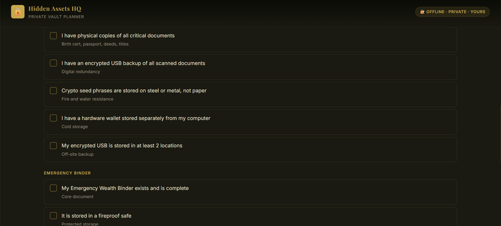 HIDDEN ASSETS VAULT PLANNER