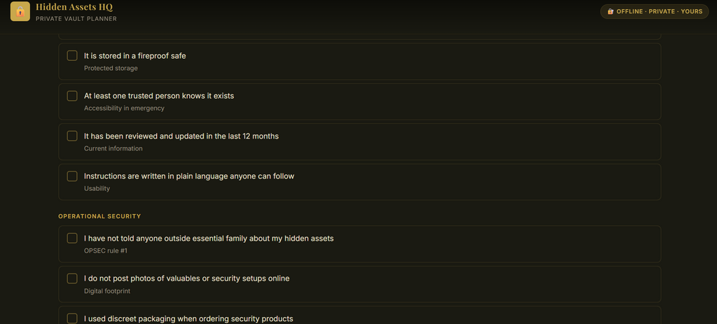 HIDDEN ASSETS VAULT PLANNER
