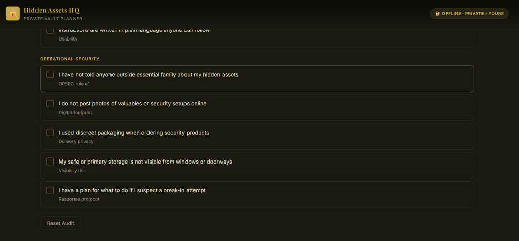 HIDDEN ASSETS VAULT PLANNER