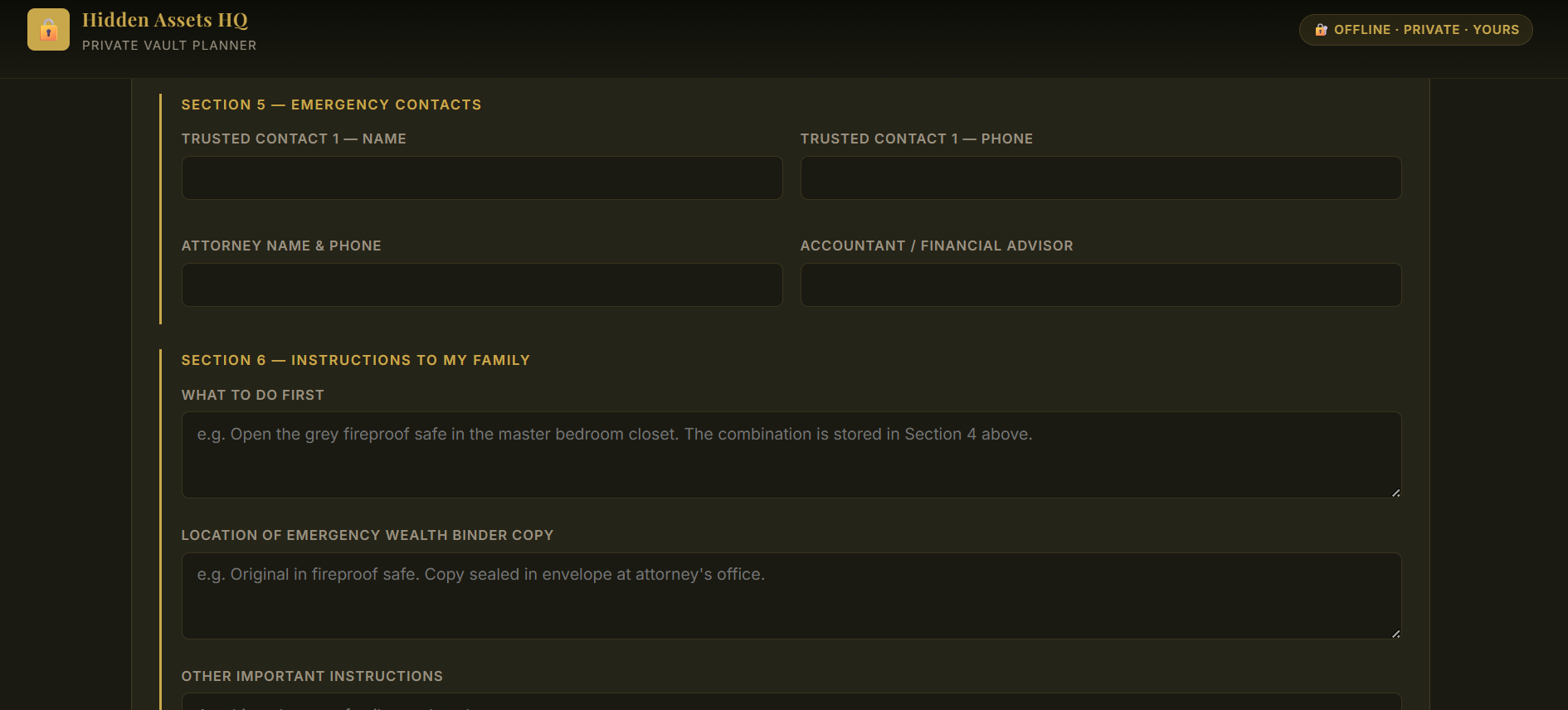 HIDDEN ASSETS VAULT PLANNER
