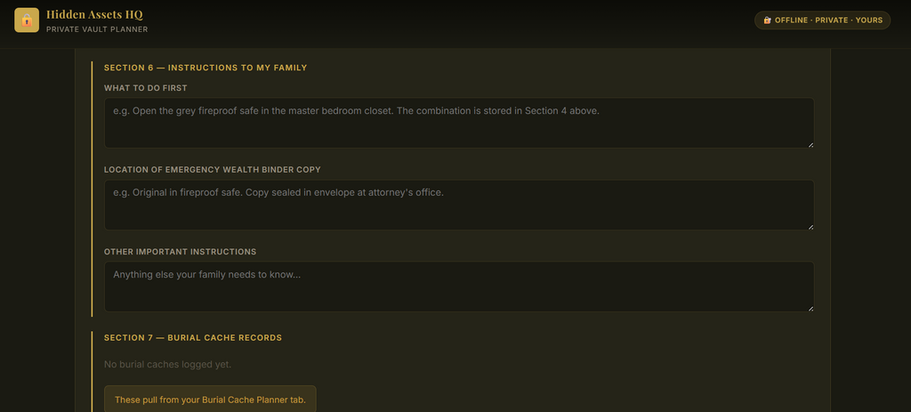 HIDDEN ASSETS VAULT PLANNER