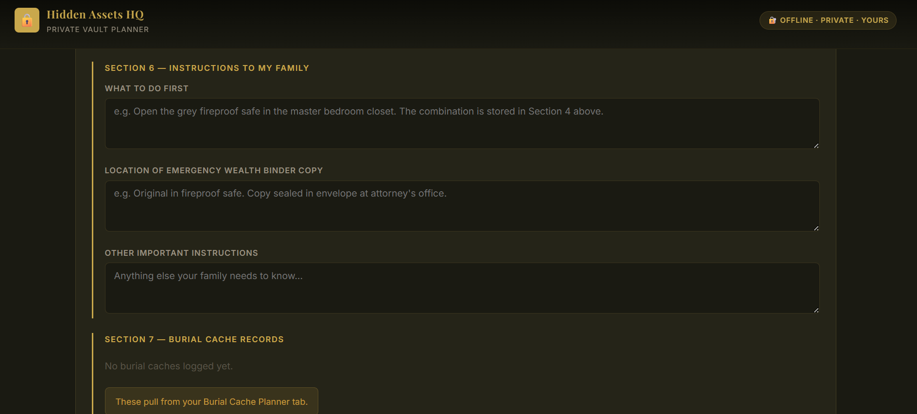 HIDDEN ASSETS VAULT PLANNER